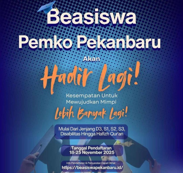 Pemko Pekanbaru Buka Pendaftaran Beasiswa Bagi Disabilitas Hingga Hafizh Qur'an