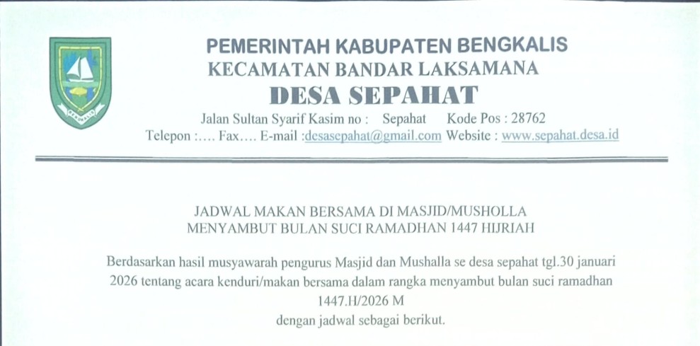 Kegiatan Tahunan Menyambut Bulan Suci Ramadhan di Masjid/Musholla, Pemdes Sepahat Sudah Menentukan Jadwalnya
