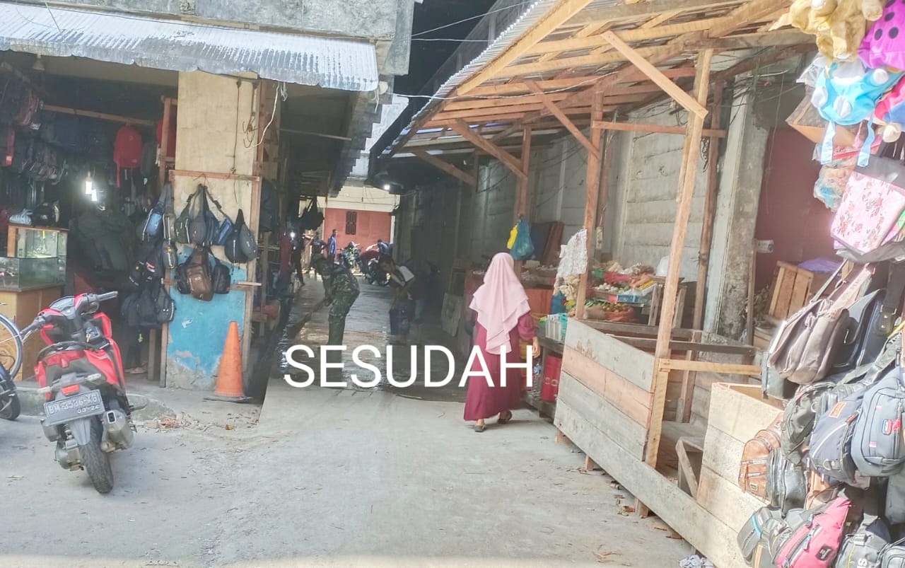 Berkat Swadaya Warga Setempat Jalan Pasar Sandang Pangan Selatpanjang Sudah di Semenisasi