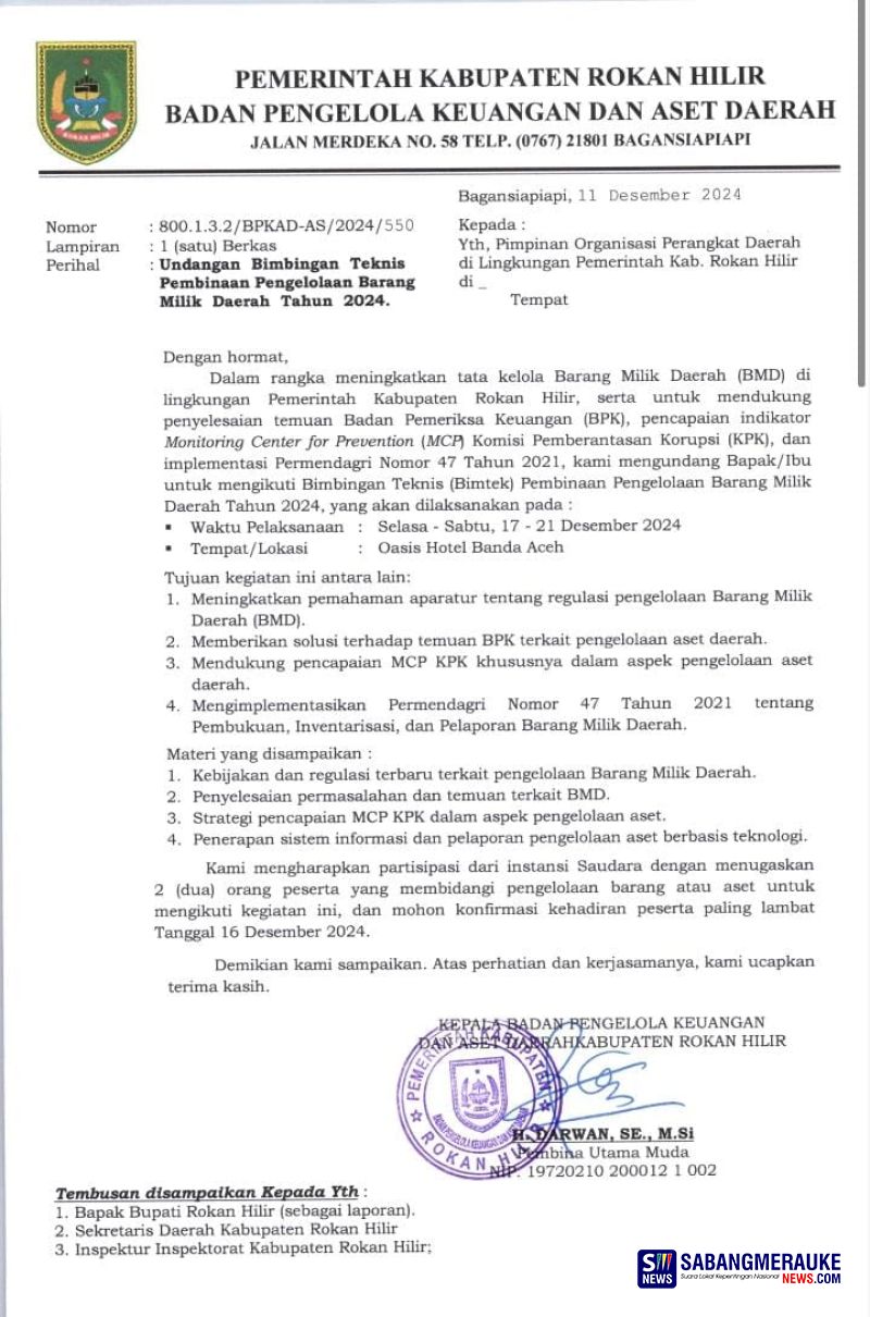 Bayar TPP Sulit, BPKAD Rokan Hilir Justru Agendakan Bimtek di Aceh, Kok Bisa?