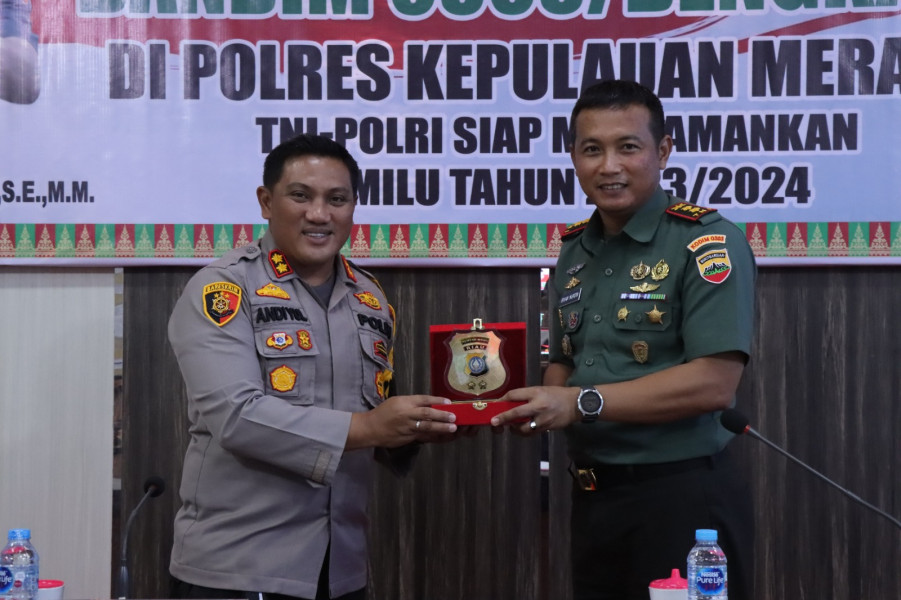 Sambut Kunker Dandim 0303 Bengkalis, Kapolres Meranti : TNI-Polri Tetap Solid Amankan Pemilu 2024
