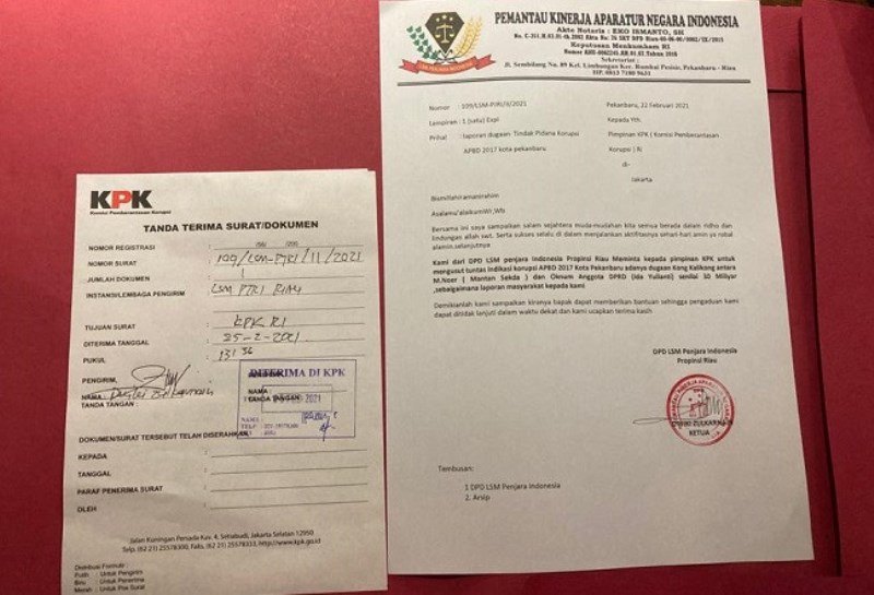 Mantan Sekdako dan Oknum Anggota DPRD Pekanbaru Dilaporkan ke KPK