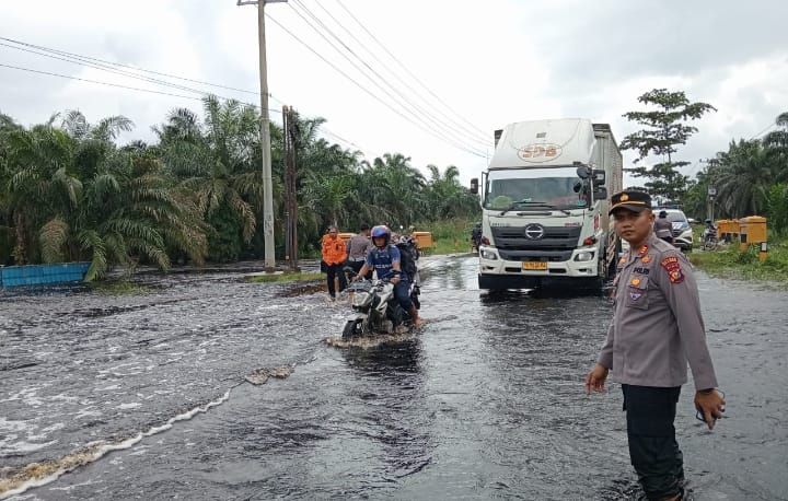 Banjir Rendam 18 Desa di Pelalawan, Kendaraan Kecil Cari Jalan Alternatif