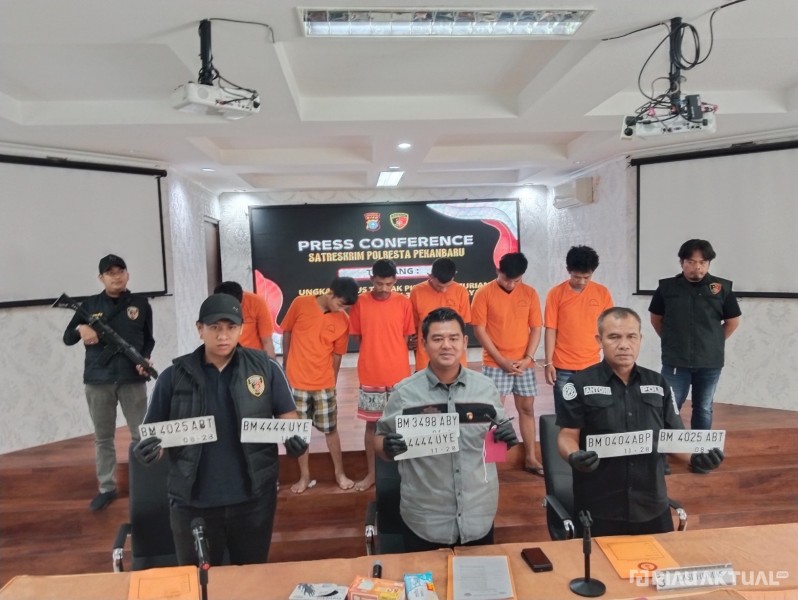 Polresta Pekanbaru Bekuk Sindikat Curanmor 28 TKP, 4 Pelaku Utama dan 2 Penadah Ditangkap
