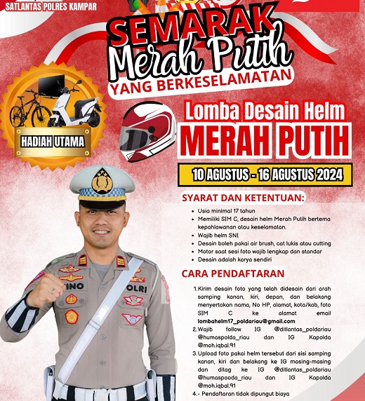 Semarak Merah Putih, Satlantas Polres Kampar Gelar Lomba Design Helm Merah Putih
