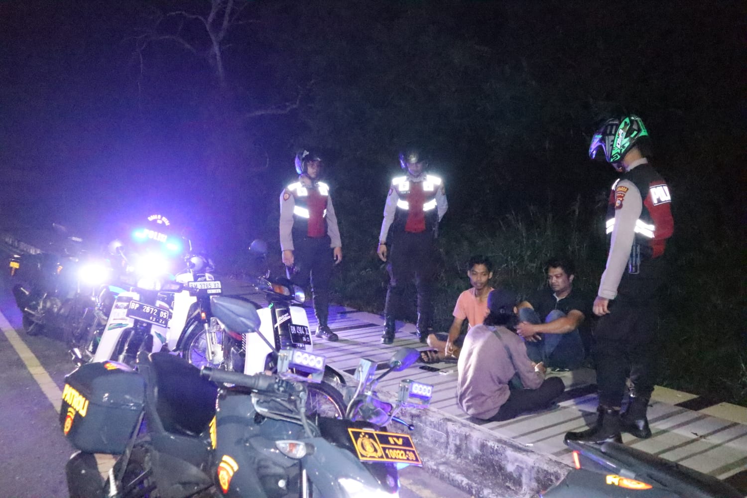 Puluhan Personel Polres Meranti Patroli di Lokasi Rawan Gangguan Kamtibmas
