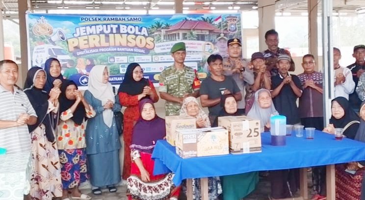 Giat Parlinsos Polsek Rambah Samo Salurkan Bantuan Sosial, Sasar Warga Kurang Mampu