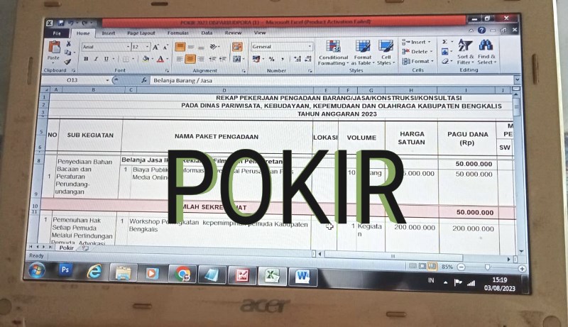Beredar Rekap Rp 4,5 Miliar Pokir di OPD Disparbudpora Bengkalis