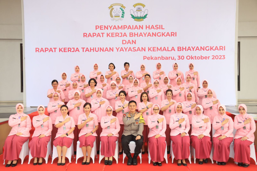 Bhayangkari Polda Riau Menggelar  Hasil Rapat Kerja Bayangkari dan Yayasan Kemala Bayangkari 2023