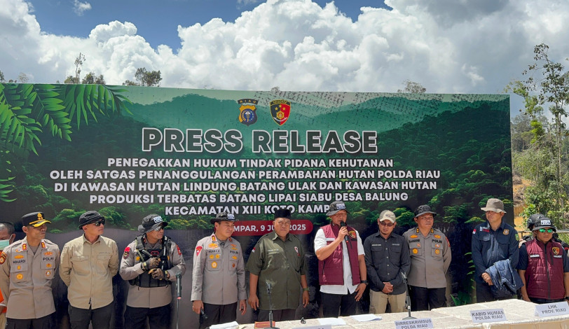Polda Riau Tangkap Empat Orang Pembabat Hutan Lindung di Kampar