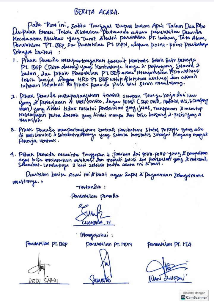 Berita Acara Sudah Disepakati Namun Sampai Saat Ini Belum Ada Respon Dari Perusahaan