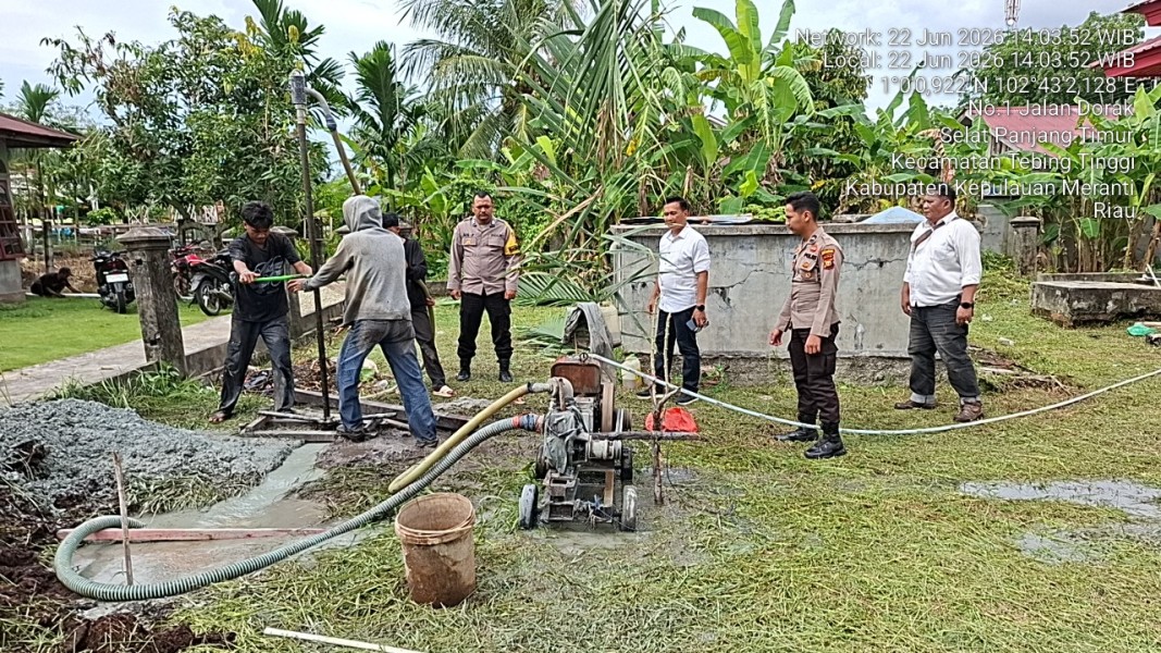 Hari Bhayangkara Ke -80 Polres Meranti Hadirikan Sumur Bor Prioritas Air Bersih Selatpanjang Timur