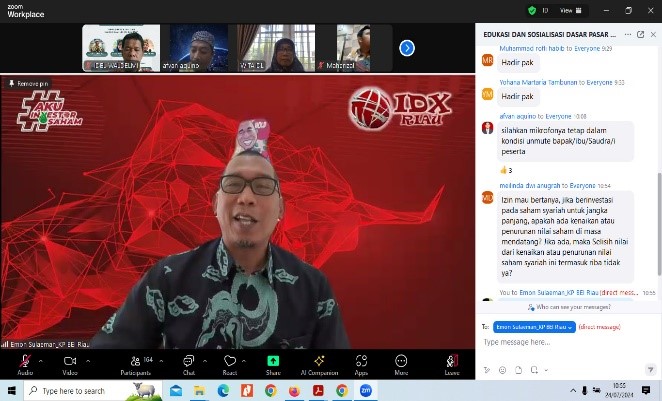 Kolaborasi Tim Dosen FEB Unilak dan BEI Kp Riau Selenggarakan Webinar Terkait Pasar Modal Syariah