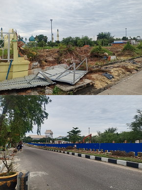 Pelebaran Jalan SSK, Pagar Mesjid Annur dan Tiang Listrik di Median Sudah Dibongkard